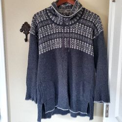 Eddie Bauer Womens Wool Blend Nordic Gray Cowl Neck Sweater, Medium