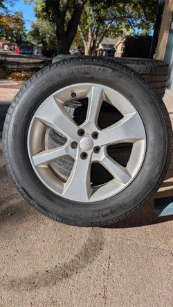 Set of 4 Michelin Defender T+H Tires (225/60R17) on Subaru Stock Rims — $500