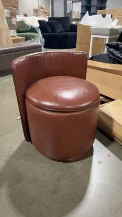 ❤️🔥 Faux Leather Vanity Chair with Storage,