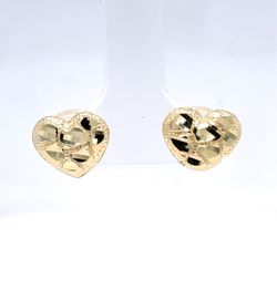 10Kt Yellow Gold Nugget Heart Earrings 1.00g 216377/10