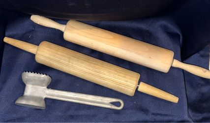 Vintage Meat Hammer w/ Two Wooden Rolling Pins