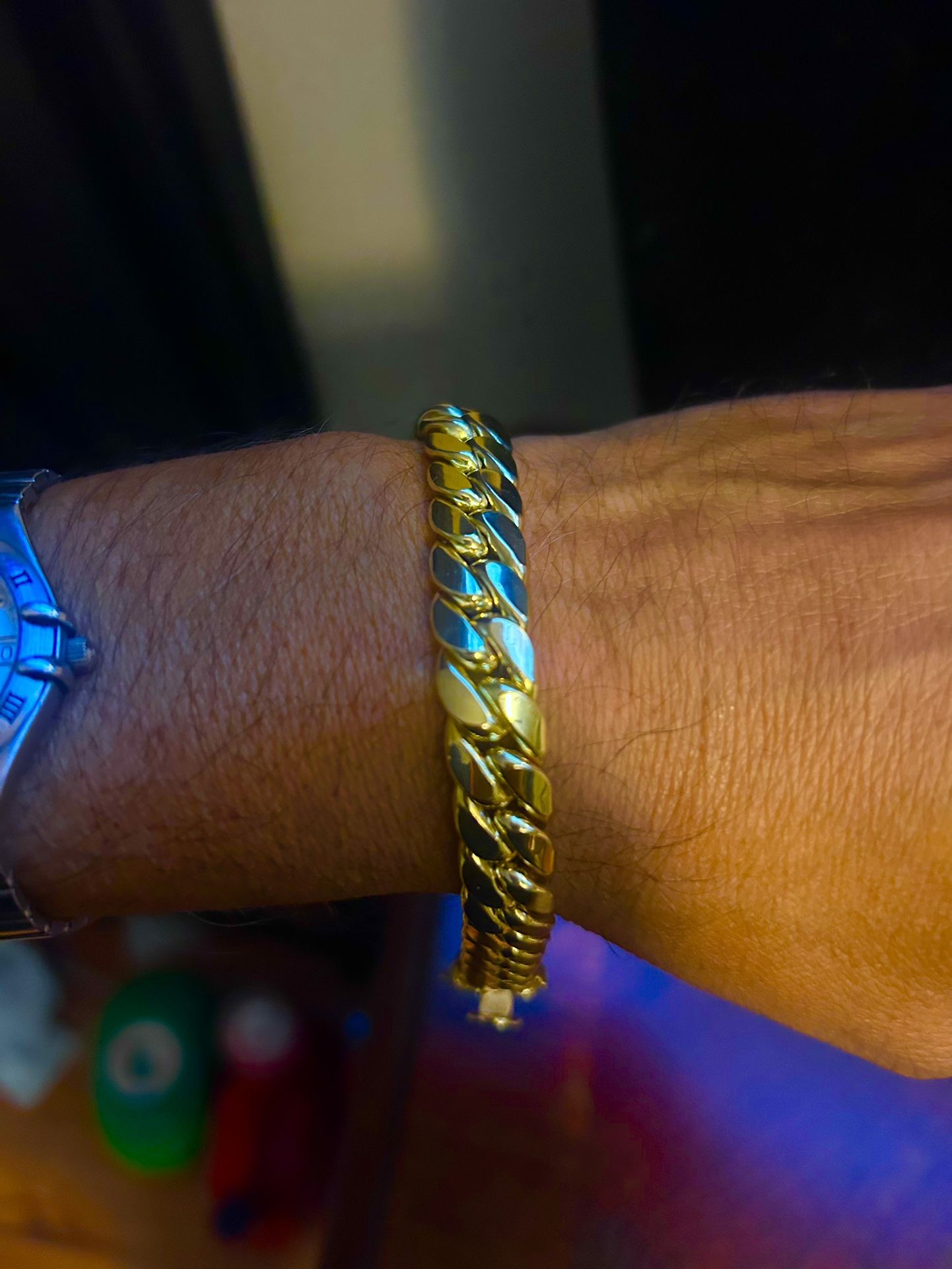14k Gold Cuban Link Miami Bracelet 18.6 Grams 8”Hollow  Very Thick !