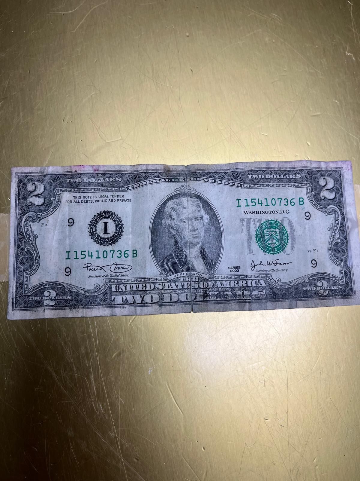 Vintage $2 Dollar Bill