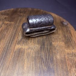 Flashlight / Baton Holder Small  Basket Weave Leather w/ Double Chrome Snaps