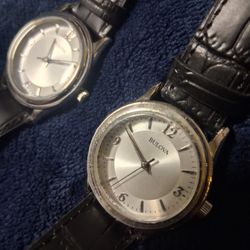 Bulova Watch Black Leather Band