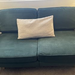 Burrow brand, nomad double chaise in green velvet material 