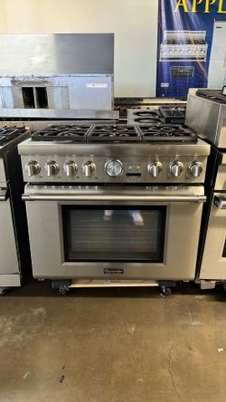 THERMADOR 36”WIDE DUAL FUEL RANGE STOVE STAINLESS STEEL
