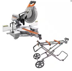 GREATEST DEAL! - Original $600 RIDGID  15 Amp 12 in. Sliding Miter Compound Saw and Universal Mobile Miter Saw Stand