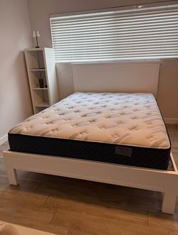 Queen bed frame and mattress