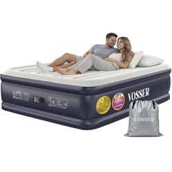 VOSSER Air Mattress Queen with Built-in Pump, Blow up Bed,18" Raised