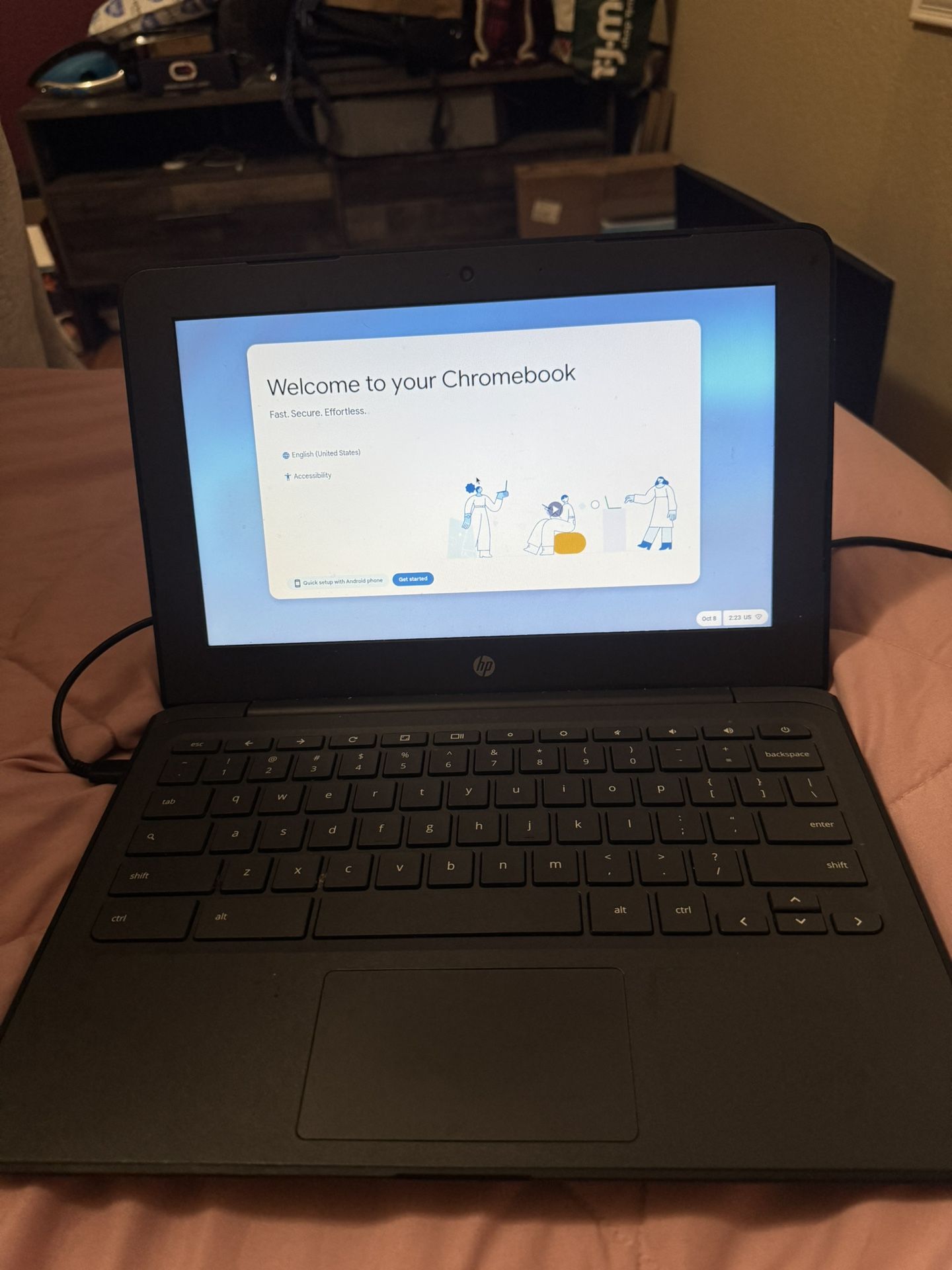 HP chromebook with charger 