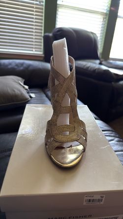 Marc Fisher Gold Strappy Heeled Sandals