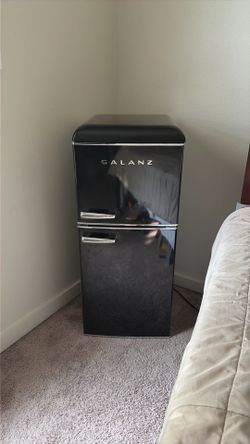Black Retro Galanz mini fridge