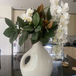 Large Vase w/ Artificial Orchid