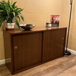 Wood Cabinet with Sliding Doors – Must Go!