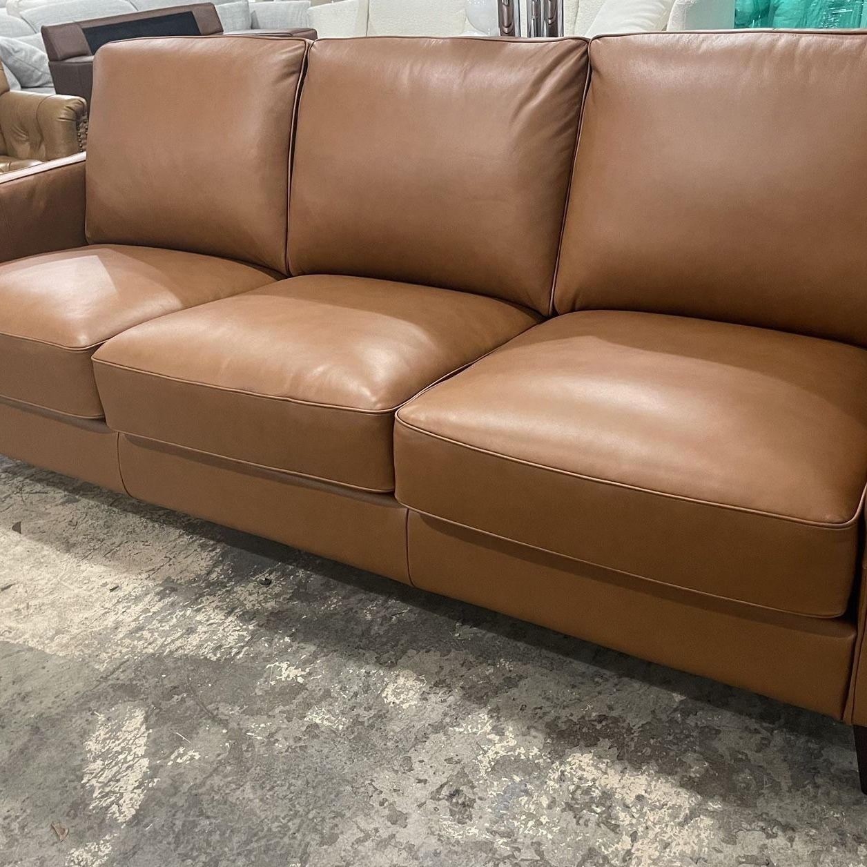 Stylish Sofa By West Park - New - Genuine Leather Brown Cognac- Delivery 🚚 