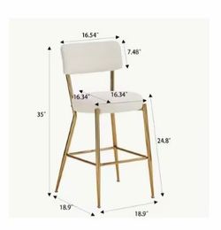 Set of 2 Modern Beige Boucle Bar Stools with Gold Legs – New