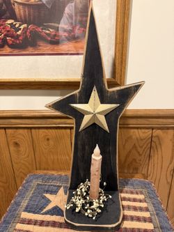 Wood Primitive Star Sconce 