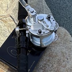 Avet Raptor HX 5/2 MC 2 speed Reel (Lefty) and a Daiwa Proteus 7.4XXX Tuna Rail Rod.  Both are like new never fished with. Tuna & Big Fish Gear . 