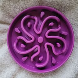 Outward Hound Fun Feeder Slo Bowl (Flower pattern, purple, large 4-cup capacity