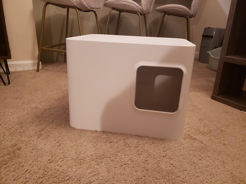 White Covered Litter Box