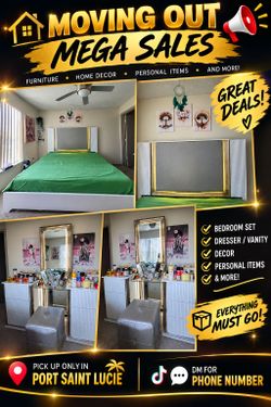Kung size bedroom set with Vanity and mirror