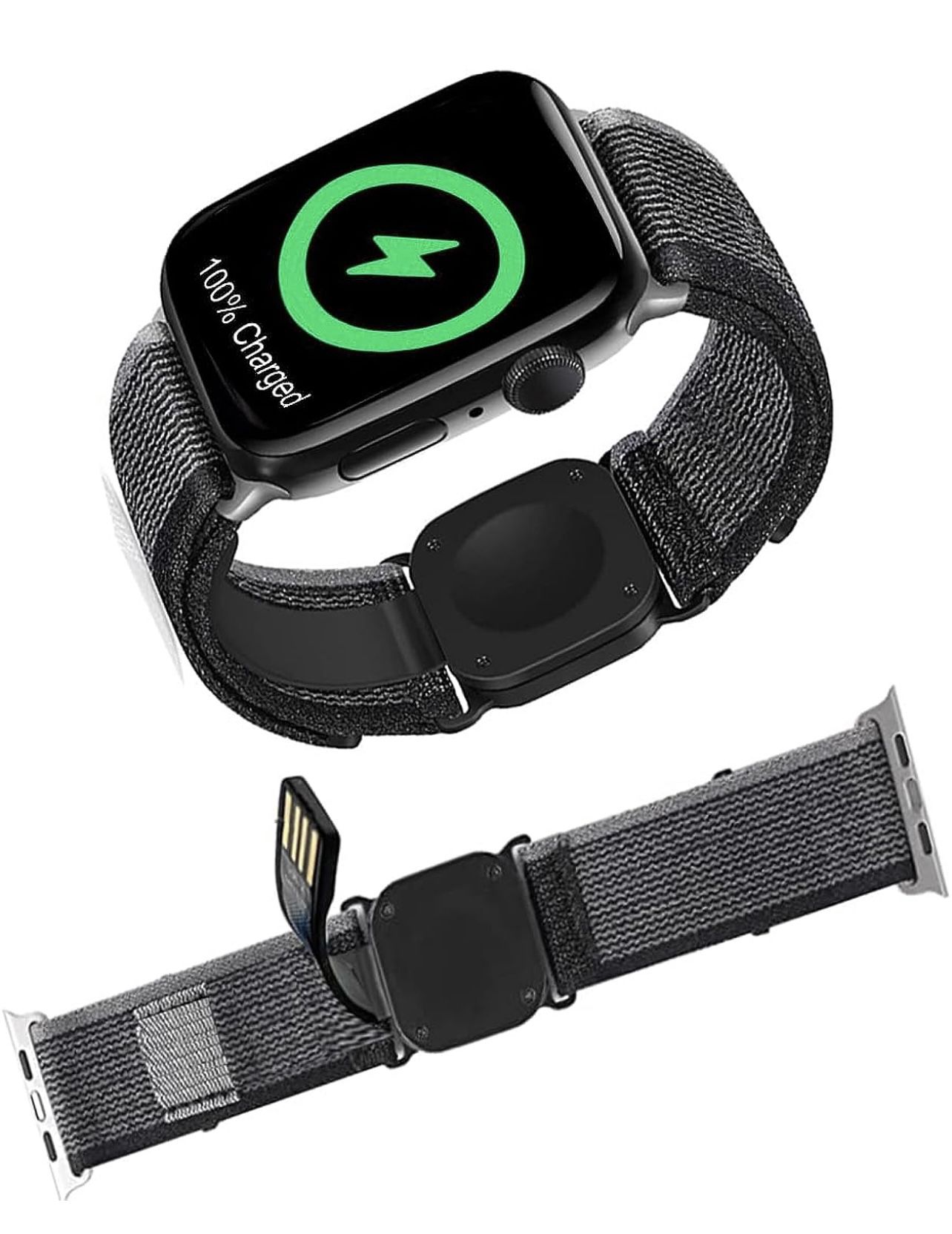 Nylon Watch Band and Portable charger 2 in 1 Compatible with Apple Watch Magnetic cable  (have 3) 