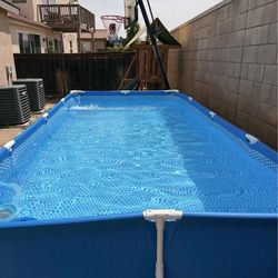 INTEX Rectangular Frame 14ft x 33in Above Ground Swimming Pool w/ Pump