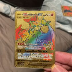Charizard & Braixen Gold Metal Pokémon Card