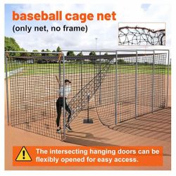 NEW - Net only 8x8x20 Heavy Duty Enclosed Batting Cage Net With Door, Only Net, No Poles and Frame, Professional Softball Baseball Nets for Batting an