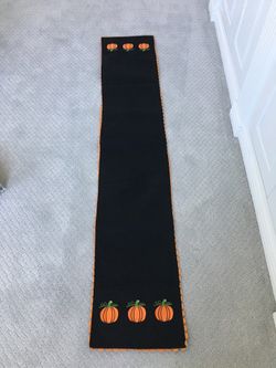 Halloween pumpkin embroidered table runner