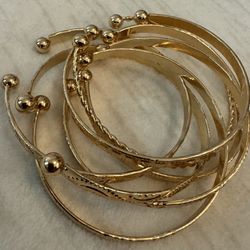 Elegant Ladies Gold Bracelet Set Of 7 Open Cuff Women’s Accessories 