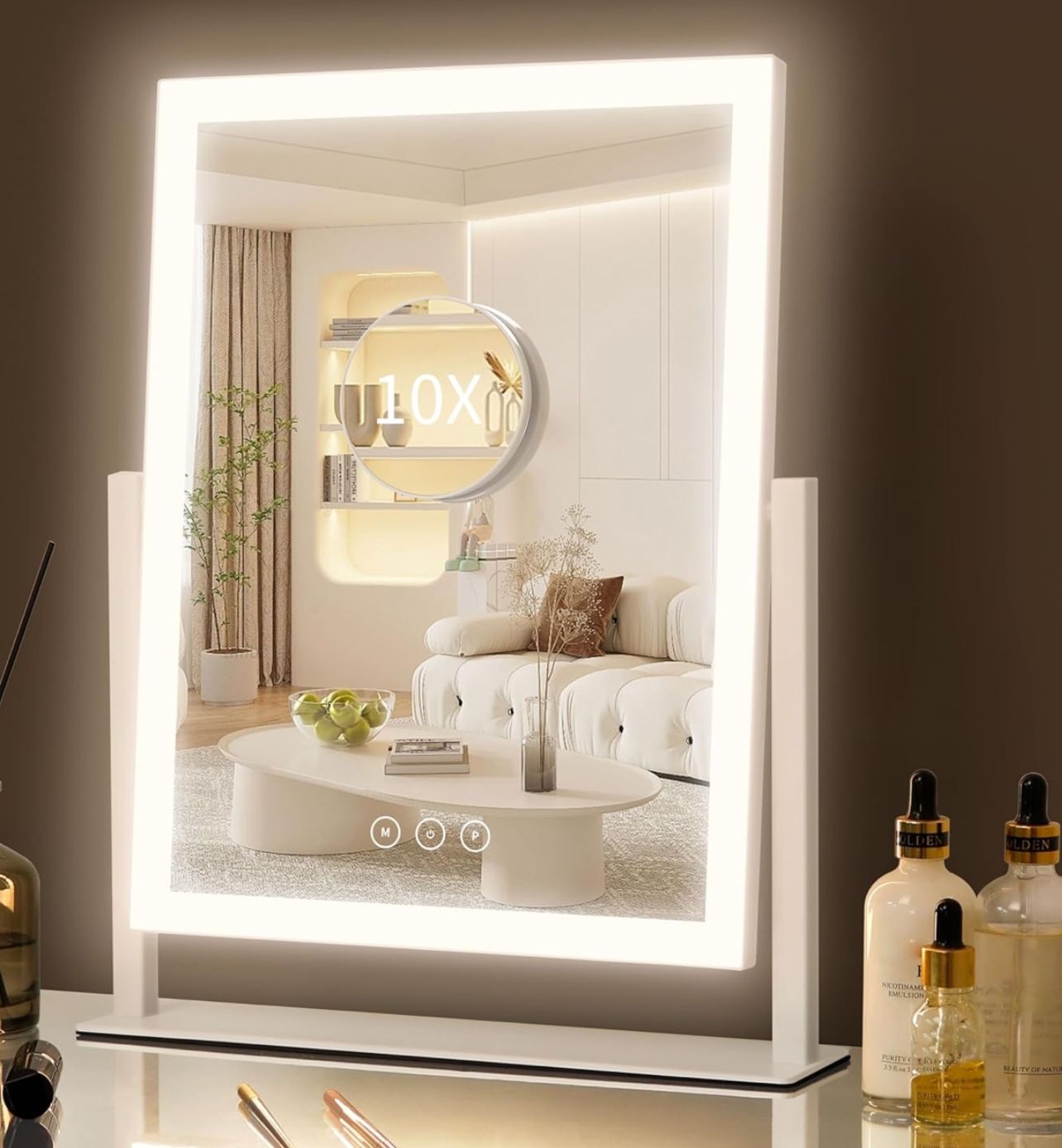 Hollywood Vanity Mirror with Lights, 16.7"x13.2", 3 Color Modes, Smart Touch Control, 360 Rotatable, Perfect for Bedroom Vanity or Dressing Room