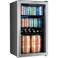 New in box hOmeLabs Beverage Refrigerator and Cooler - 120 Can Mini Fridge with Glass Door 3.2 cu ft