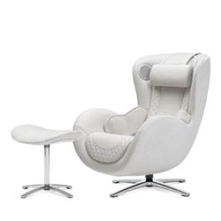 Classic Massage Chair with Ottoman. Leather Lounge Chair, with Percussive & Shiatsu Chair Massager, Bluetooth Speaker and Recliner. Cozy Bedroom