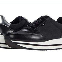 New Michael Kors Black Monique Canvas Trainer Shoes  - Size 7.5 Womens.