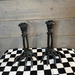 Black Skeleton Hand Candle Holders