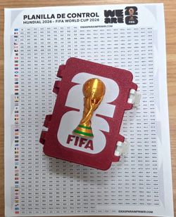 Red FIFA Storage Box for stickers w/ 2026 Sticker Checklist