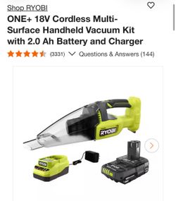RYOBI ONE+ 18V Cordless Multi-Surface Handheld Vacuum Kit with 2.0 Ah Battery and Charger