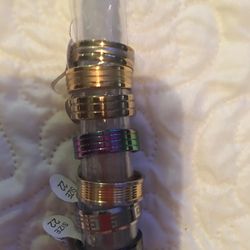 Stainless steel rings size 9 10 11 12 And genuine leather bracelets