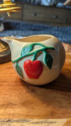 1940s Pippin Pottery Creamer With Apple Embossed 