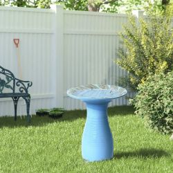 Powder Blue Vintage Spiral Ceramic Birdbath ,P1899