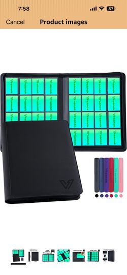 16 Pocket Trading Card Binder – Holds 1280 Cards, Large Capacity 4x4 Card Album with 40 Double-Sided Pages,Ringless PU Cover Zipper Card Folder for Sp