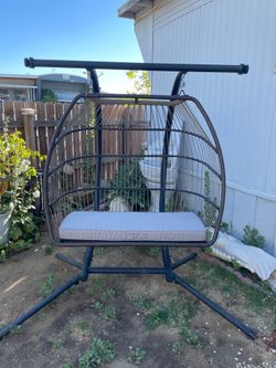 Oversized egg double hanging swing basket