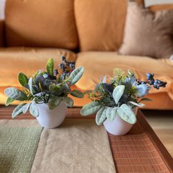 Two Small Faux Fake Succulent Plant Arrangement