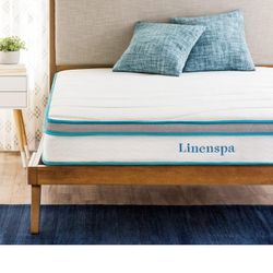 Linenspa 8 Inch Memory Foam and Spring Hybrid Mattress - Medium Firm Feel - Bed in a Box - Quality Comfort and Adaptive Support  With Matress Protecto