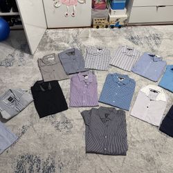 15 shirts male M ARMANI EXCHANGE, Calvin Klein, Banana Republic, American Eagle, Kenneth Cole, Kors