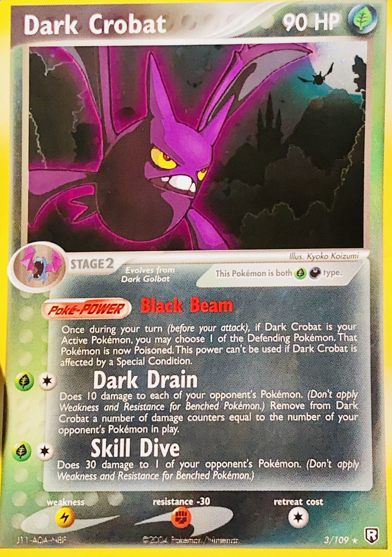 【PSA9】わるいクロバット 英語 3/109 PSA 9 MINT Pokemon DARK CROBAT Holo Rare 2004 ex Team Rocket