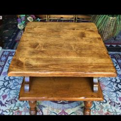 Rustic Tiered Coffee Table / Side Table , Solid Thick Wood -25H x 23x23 (top) - Removable legs 
