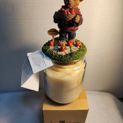 NEW VINTAGE Home Interiors "God Bless America" Bear Candle Jar Topper Cover 